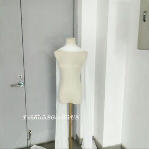 Minimalist Neck Tie, Long Wedding Chiffon Scarf, Bridal Neck Narrow Scarf